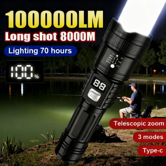 100000LM Bright Flashlight Rechargeable Waterproof